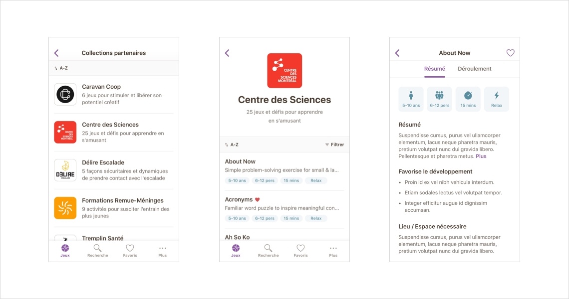 PEP ton jeu! application interface 2